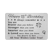 DEGASKEN Birthday Greeting Cards for 13 Years Old Boys and Girls, Credit Card Size Wallet Card with Envelopes