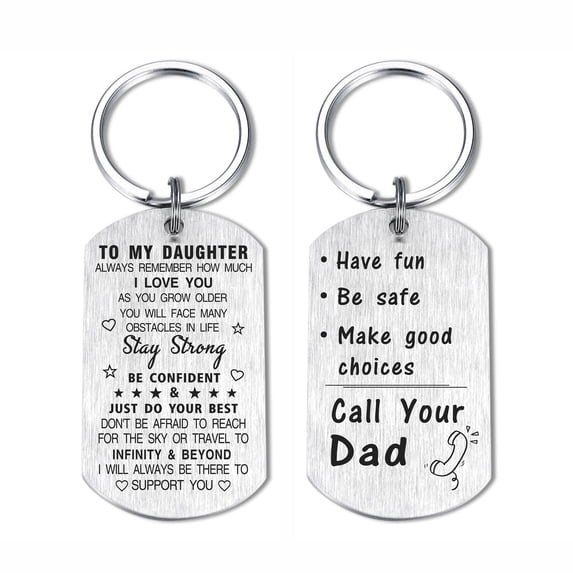 DEGASKEN Daughter Gifts from Dad, Inspriational Gifts for Teen Girl from Father, Metal Keychain