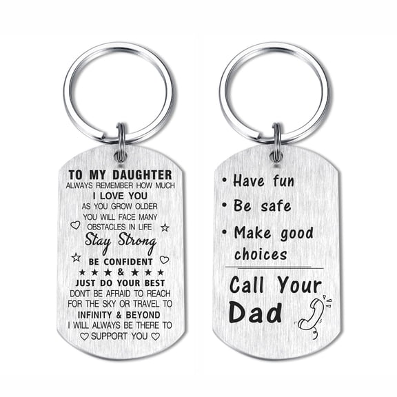 DEGASKEN Daughter Gifts from Dad, Inspriational Gifts for Teen Girl from Father, Metal Keychain