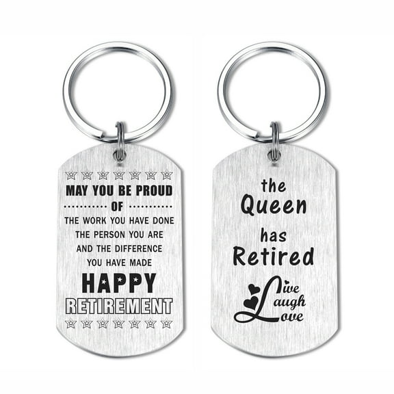 DEGASKEN Retirement Gifts for Women, The Queen Has Retired Keychain, Female Farewell Keepsake, 1