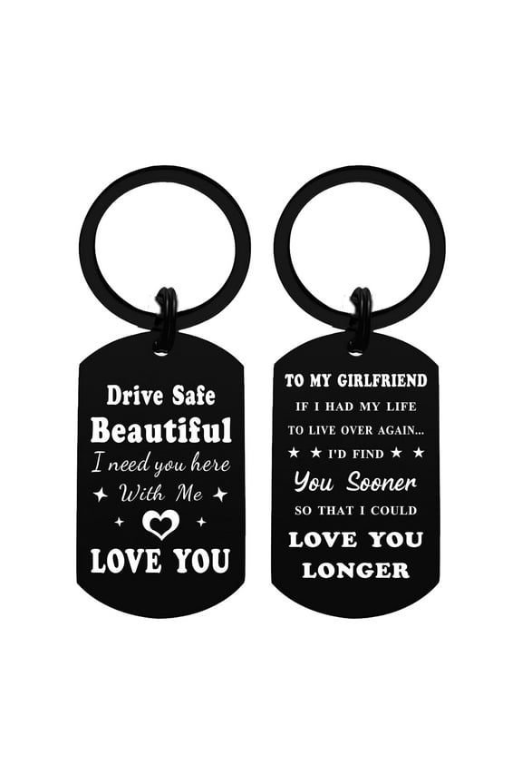 Girlfriend Keychain, Drive Safe Beautiful, Girlfriend Gift Keychain, Carabiner Keychain, Black, 1