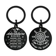 DEGASKEN Graduation Gifts Keychain For College University 2025, Stainless Steel, Black, For Her Him