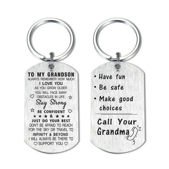 DEGASKEN Grandson from Grandma Keychain, Unique Birthday Christmas Graduation Gifts