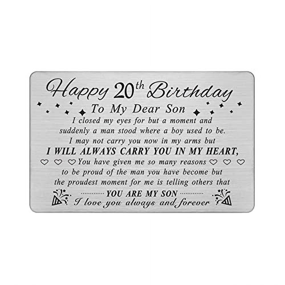 DEGASKEN Happy Son 20th Birthday Cards Gifts, 20 Year Old Bday Gift for