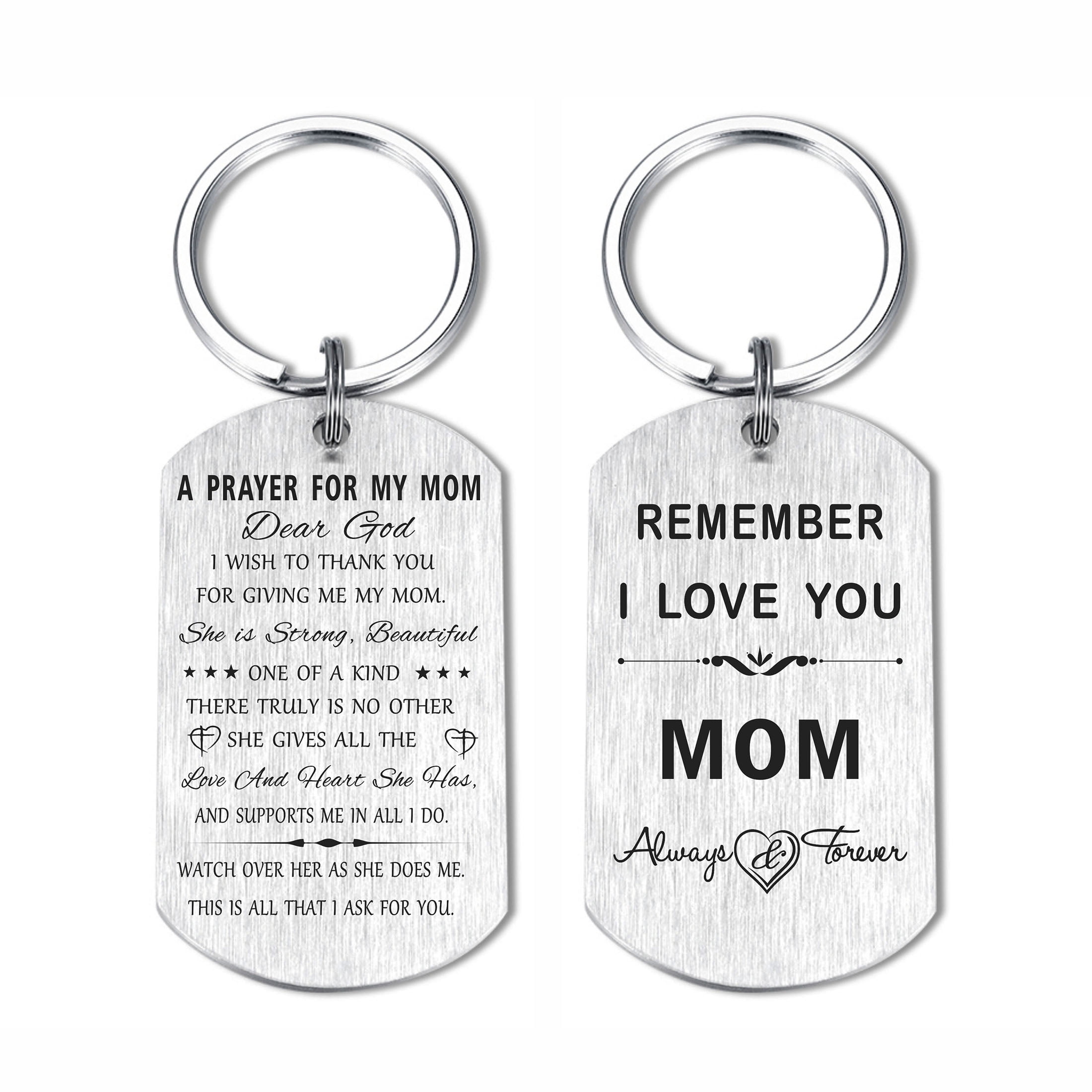 Mom Keychain, Cute Mother Gifts for Birthday Christmas Mothers Day, Metal Engraved, 1