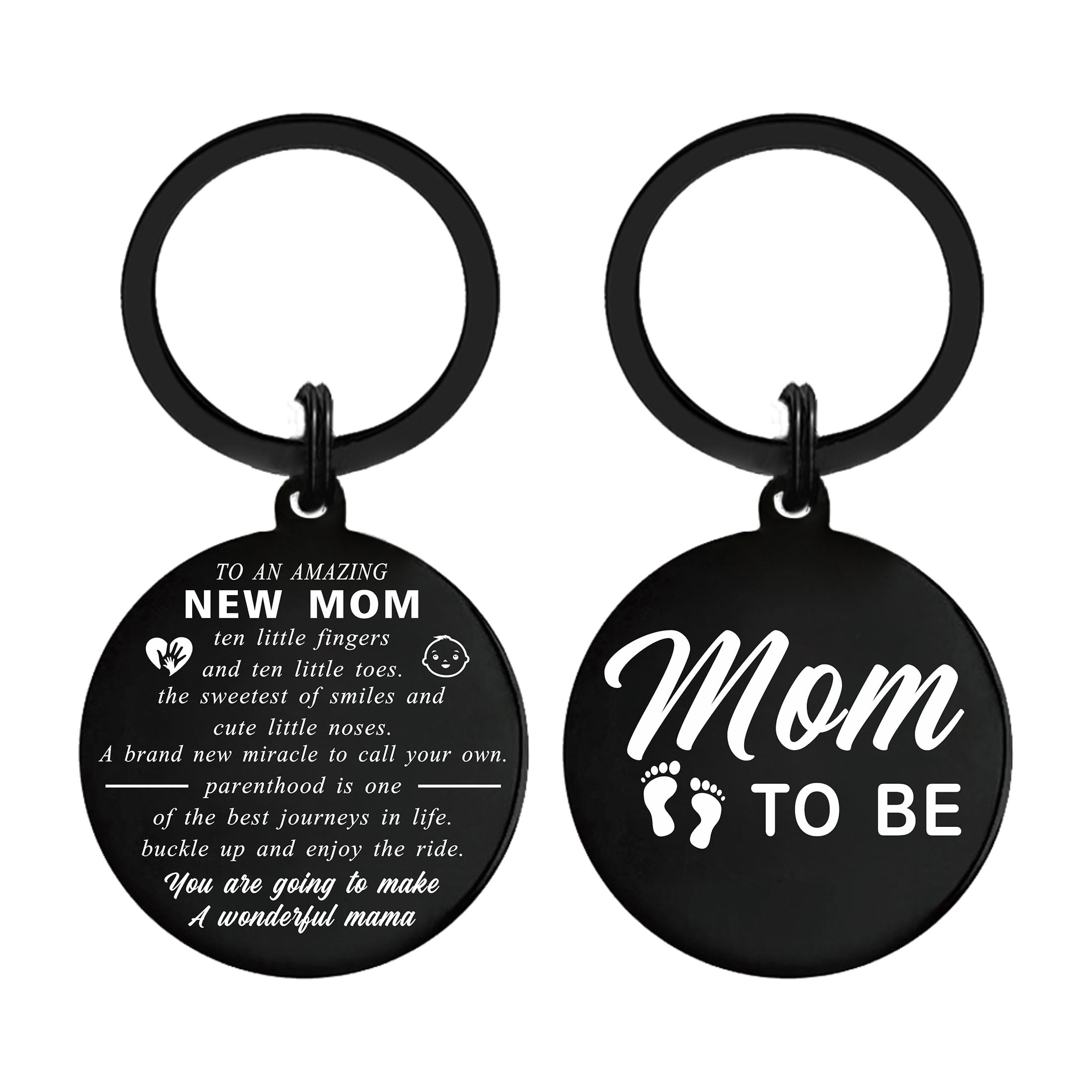 DEGASKEN Engraved Stainless Lightweight New Mom Keychain for First