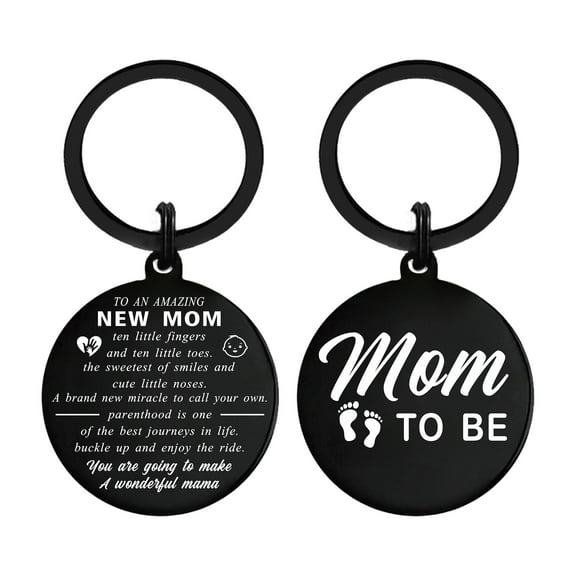 DEGASKEN Engraved Stainless Lightweight New Mom Keychain for First Time Mother's Day Birthday Christmas