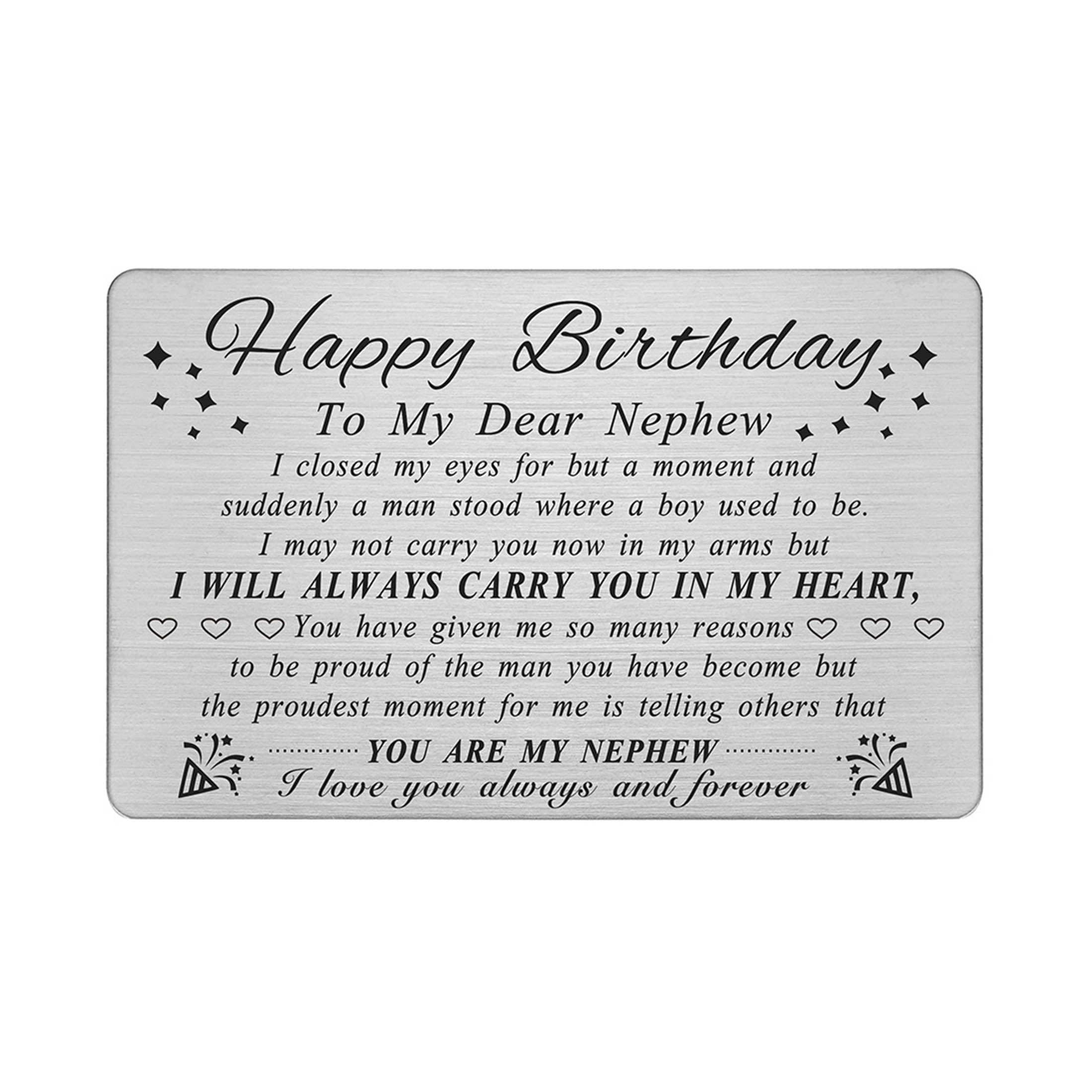 DEGASKEN Nephew Birthday Greeting Cards, Adult Nephew Birthday Gifts for Him Boys Men, Wallet Card