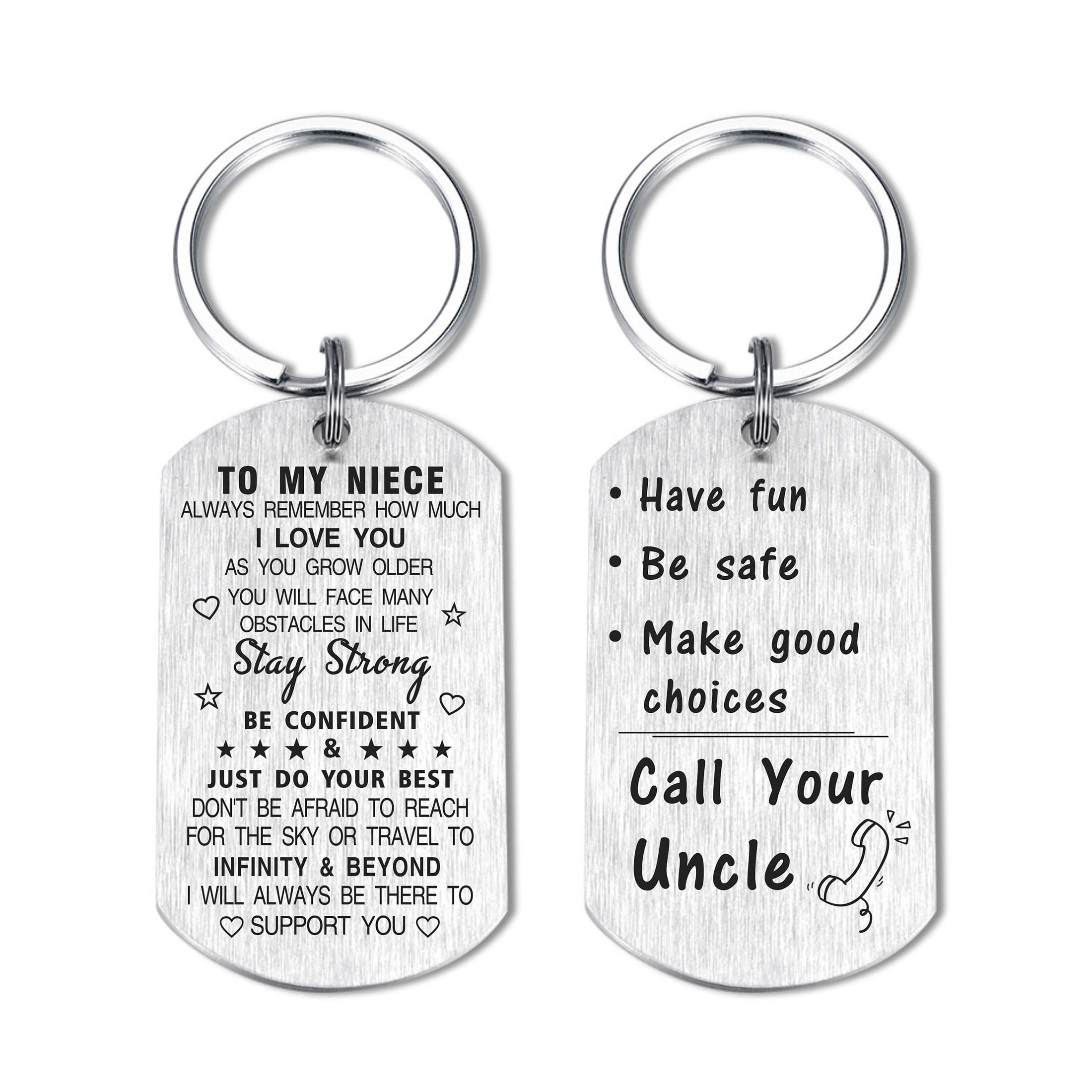 To My Niece Gift Set From Aunt - Leather Journal, Inspirational Card & Keychain, Pink, 140 Pages