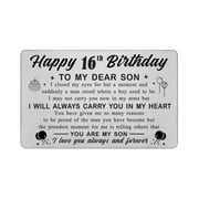 DEGASKEN 16th Birthday Card Son, 16 Years Old Boy Gifts from Mom Dad, Metal Wallet Card