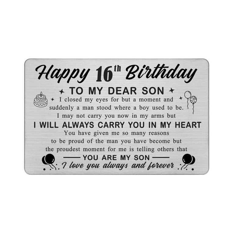 DEGASKEN 16th Birthday Card Son, 16 Years Old Boy Gifts from Mom