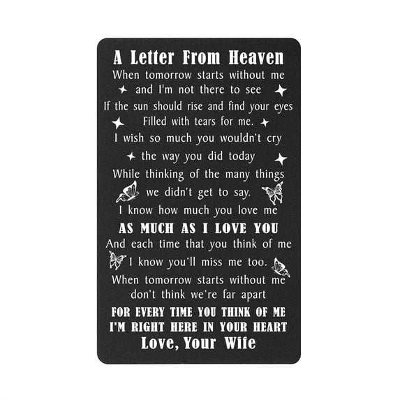 DEGASKEN Sympathy Cards for Loss of Wife, Engraved Decorative Husband Memorial Gifts, 1 Pack