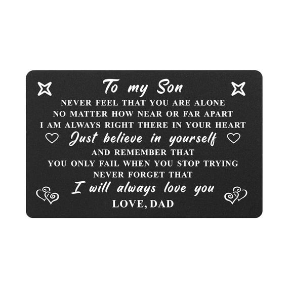 DEGASKEN To My Son from Dad, Teenage Son Gifts for Graduation Valentines Xmas, Boys Wallet Card