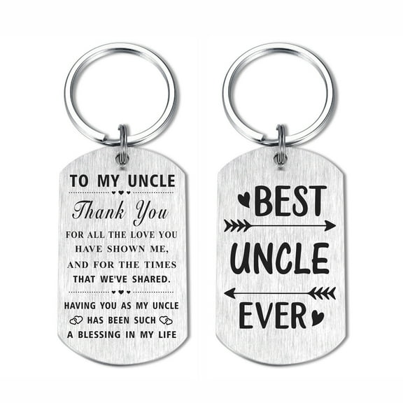 DEGASKEN Uncle Keychain, Men Birthday Christmas Fathers Day Gifts from Nephew Niece, Metal Engraved