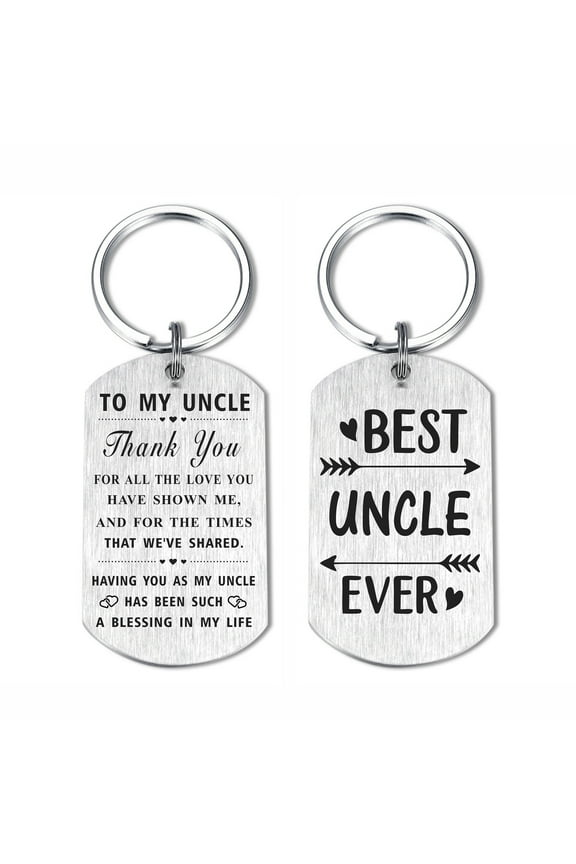 Uncle Keychain, Men Birthday Christmas Fathers Day Gifts from Nephew Niece, Metal Engraved
