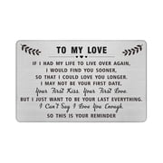 DEGASKEN To My Love Card for Him, Christmas Valentines Cards for Boyfriend Husband Birthday Metal Wallet Card