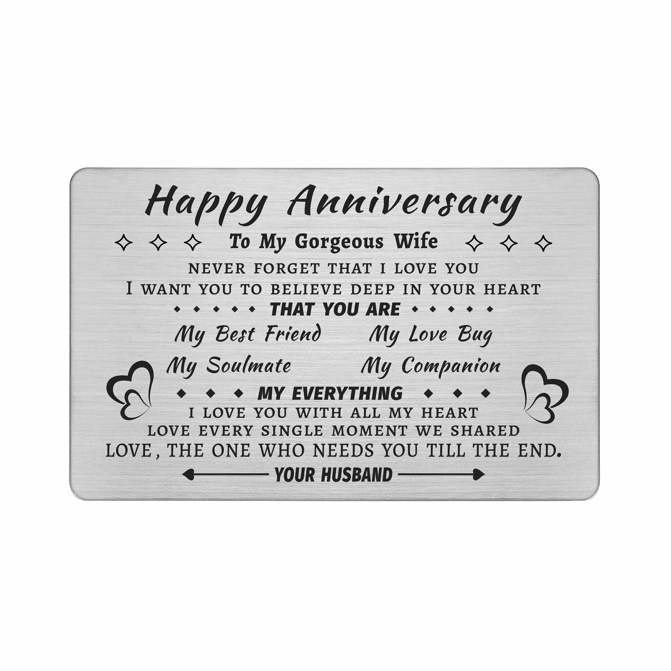 Yobent Boyfriend Gifts Card for Christmas Valentines Birthday, I Love You Cards for Him, Fiance Engraved Wallet Card, Size: 3.35 x 2.13, Silver