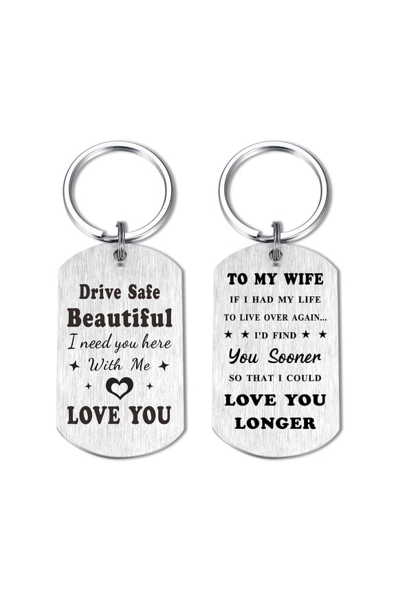 Wife Keychain Wife Gifts for Anniversary Birthday Mothers Day, Drive Safe