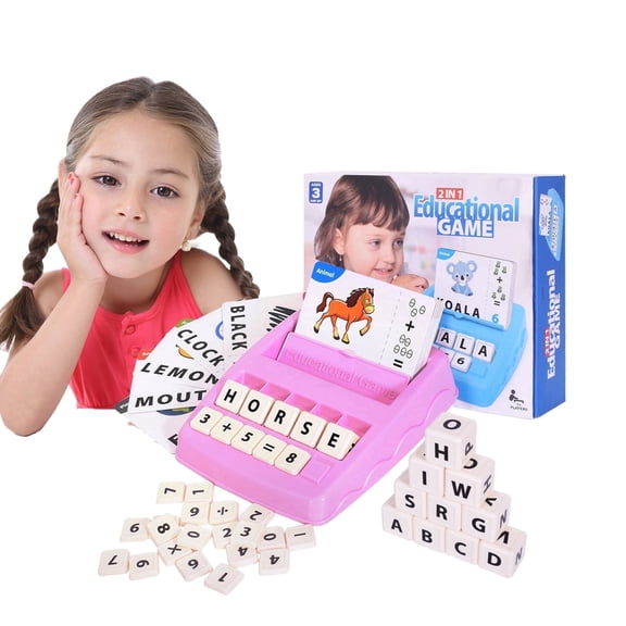 DEGIDEGI 2-in-1 Learning Toys Matching Letter Spelling Game, for Kids 3-8 Ages,, Educational ABC Flash Cards Toy, Pink