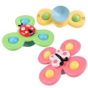 DEGIDEGI 3 PCS Suction Cup Spinner Fidget Toys, Anxiety Relief Sensory Spinning Tops for Toddlers, Portable Bath Toys for Kids Ages 1-3