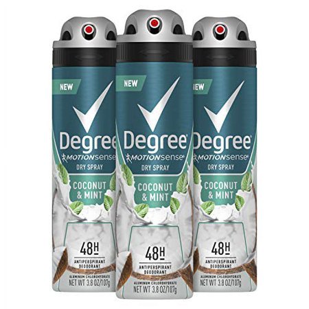 DEGREE Antiperspirant Deodorant Spray Coconut & Mint 48-Hour Protection,3.8 Count