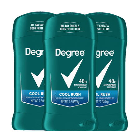 Degree Men Original Antiperspirant Deodorant 48-Hour Sweat & Odor Protection Cool Rush Antiperspirant For Men, 2.7 oz 3 pack