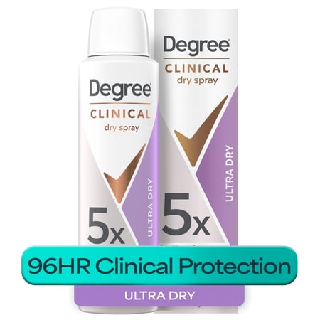 Degree Clinical Strength Antiperspirant Deodorant 96-Hour Sweat and Odor Protection Ultra Dry Spray 5x Types of Sweat, 3.8 oz