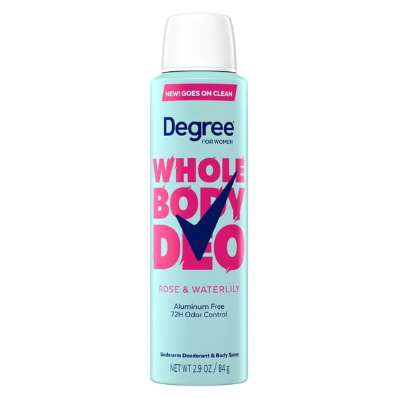 Degree Women Deodorant Spray Rose & Waterlily Scent Aluminum Free 72H Odor Protection, 2.9 oz