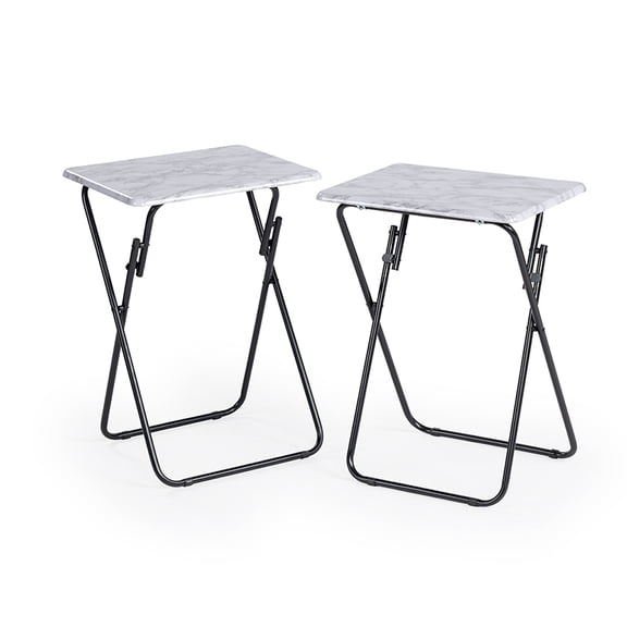 DEGUO 2-Piece Square Folding Table - Lightweight Portable Folding Table - Compact Table for Camping, Office Use, and Crafts (White)