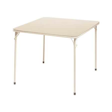 DEGUO 34-Inch Folding Card Table Plastic Table Portable Square Bar Table Perfect for Parties and Backyard Events, Beige