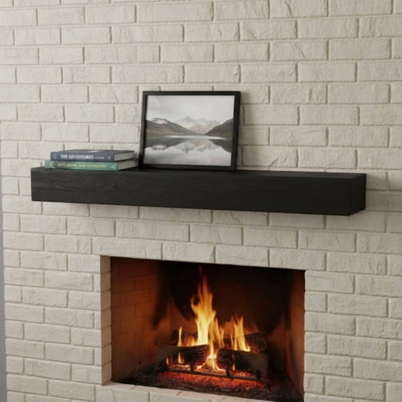 DEGUO 48" Rustic Wood Fireplace Mantel | Wall-Mounted & Floating Shelf for Home Decor