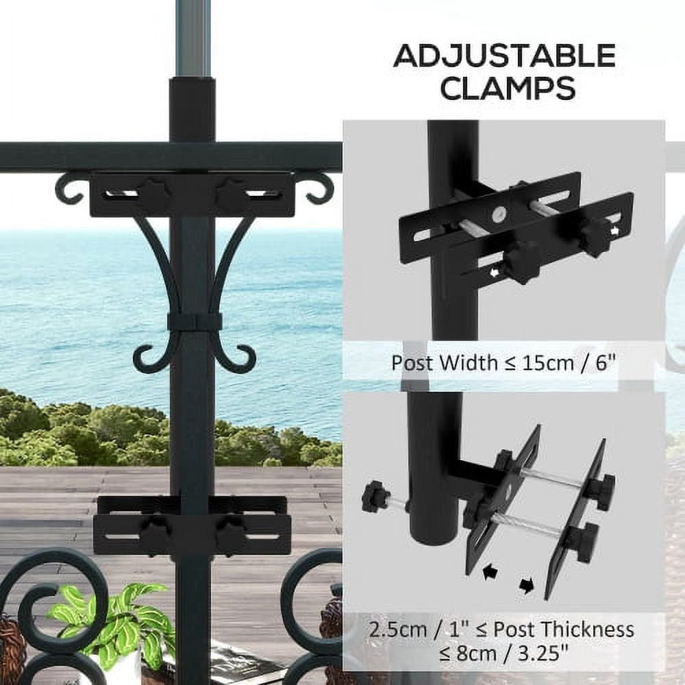 DEGUO Patio Umbrella Holder with Adjustable Clamps, Umbrella Deck Mount Bracket for Railing, Balcony, Fences, Patio Umbrella Stand for Market Umbrella , Black