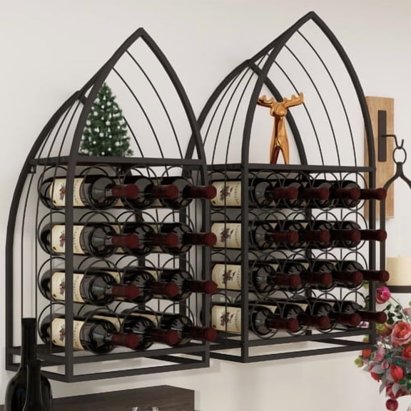 DEGUO Sailboat Shaped Wine Cabinet Rack, 2 Piece Display Rack, Freestanding Wine Cabinet with Bottle Storage, Spirits and Wine Home Bar, Kitchen, Dining Room Storage Rack