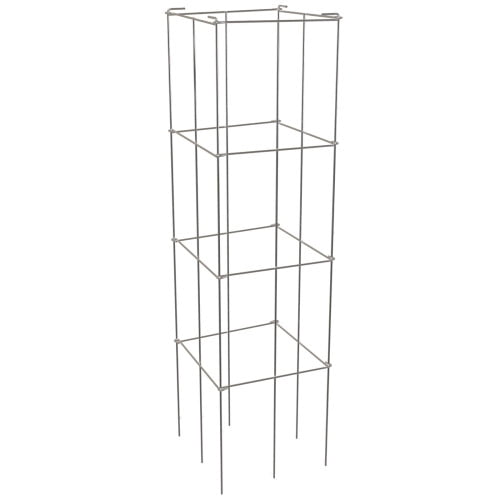 DEGUO Tomato Cages, 11.8" x 11.8" x 46.1", 5 Packs Square Plant Support Cages, Silver PVC-Coated Steel Tomato Towers for Climbing Vegetables, Plants, Flowers, Fruits