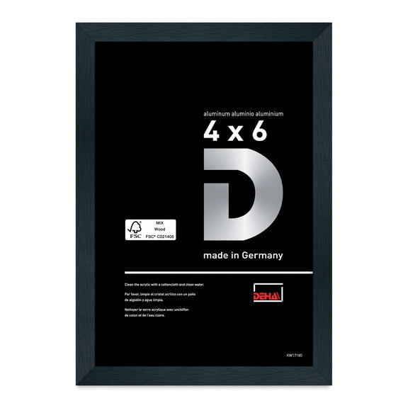 DEHA Design 4x6 Picture Frame Tribeca Soft Matt Black Aluminum Metal Frame With Shatter Resistant Acrylic Glass Horizontal And Vertical Format For Wall Or Tabletop With Back Easel