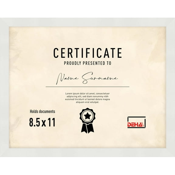 DEHA Design 8.5x11 Picture Frame Fontana White Wood Frame with Shatter Resistant Acrylic Glass Horizontal and Vertical Format for Wall or Tabletop with back Easel