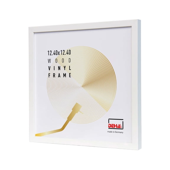 DEHA Design White LP Vinyl Record Wood Display Frame, Music Album Cover Holder, 12.5x12.5", With Hanging Hardware, Fits Single Or Double Album, Made In Germany