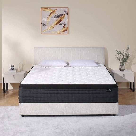 DEHIJU Queen Size Mattress, 10 Inch Hybrid Memory Foam Queen Mattress in a Box, Pressure Relief, Medium Firm, CertiPUR-US