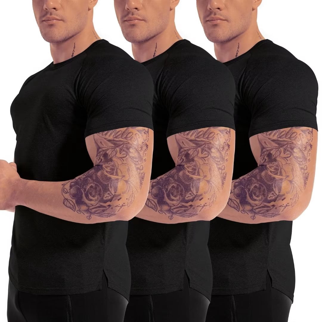 DEHORU Men's Short Sleeve Workout Shirts for Gym Training Jogging Mens