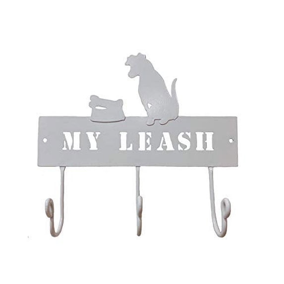 DEI Dog Pet Leash Metal Rack -"My Leash" Hanger (White)