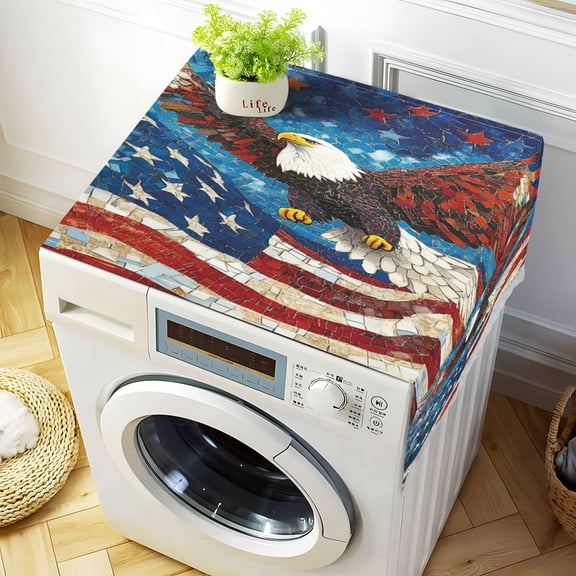 DEIARA American Flag Bald Eagle Washing Machine Cloth Dryer Refrigerator Top Cover Protective Non-Slip Mat For Kitchen Laundry