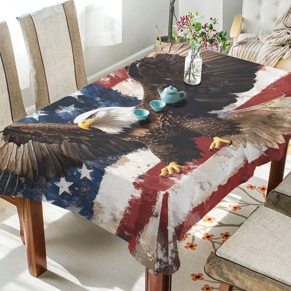 DEIARA American Patriotic Faith Square Tablecloth 60×60in Polyester Fabric Tablecloth Washable Dust Resistant Wrinkle Resistant