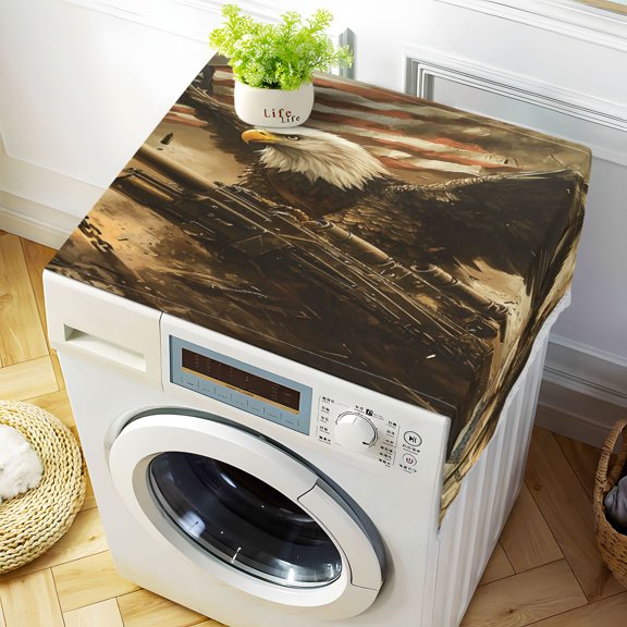 DEIARA Bald Eagle Cannon Washing Machine Cloth Dryer Refrigerator Top Cover Protective Non-Slip Mat For Kitchen Laundry