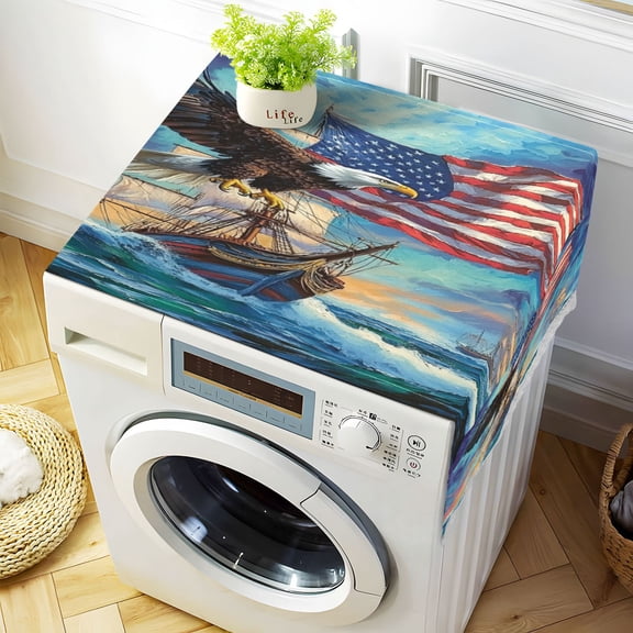 DEIARA Bald Eagle Sailboat Washing Machine Cloth Dryer Refrigerator Top Cover Protective Non-Slip Mat For Kitchen Laundry