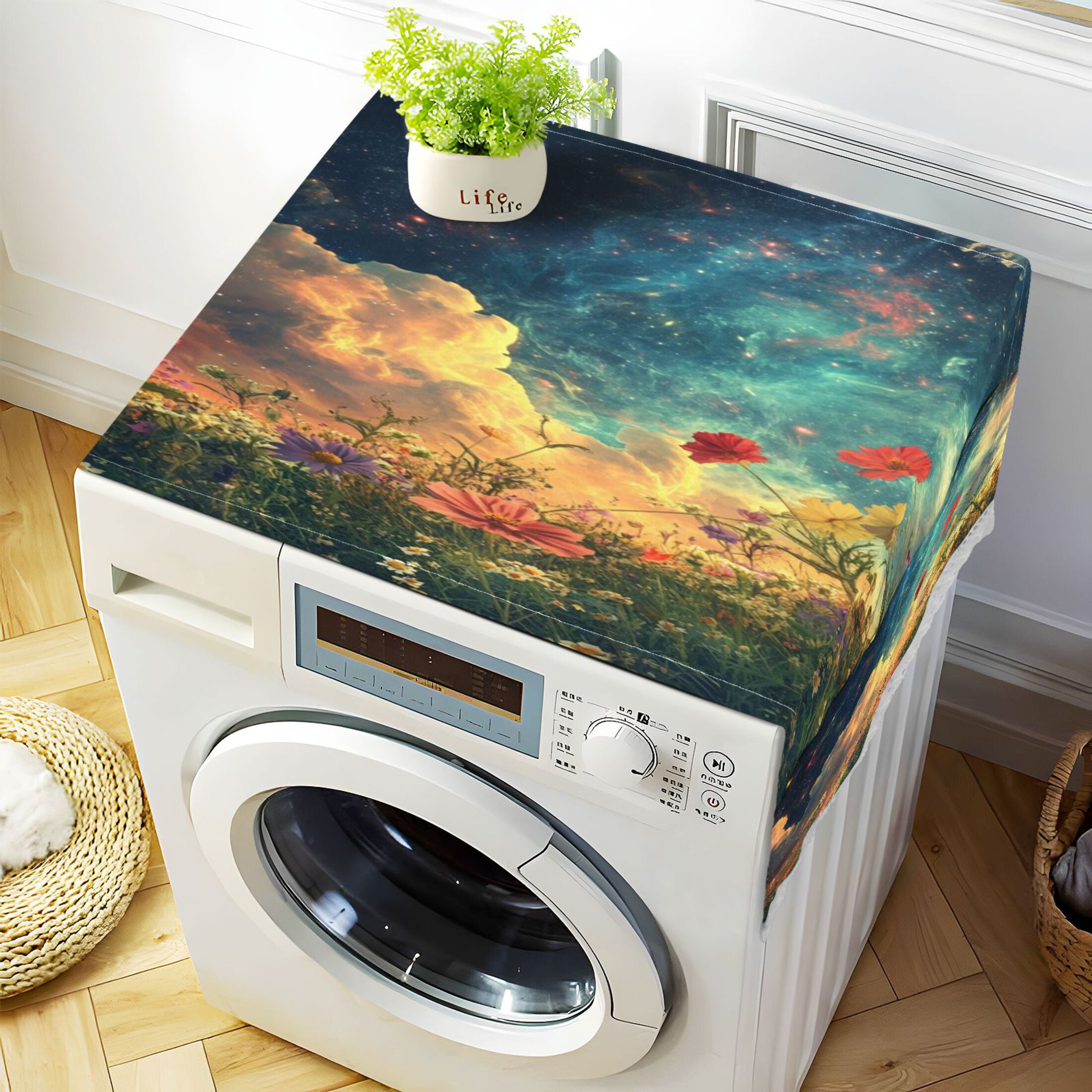 DEIARA Beautiful Flower Sea Washing Machine Cloth Dryer Refrigerator Top Cover Protective Non-Slip Mat For Kitchen Laundry