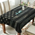 thumbnail image 1 of DEIARA Black Design American Flag Square Tablecloth 60×108in Polyester Fabric Tablecloth Washable Dust Resistant Wrinkle Resistant, 1 of 9