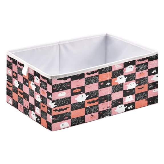 DEIARA Cartoon Ghost Grid Storage Basket Foldable Easy to Clean Durable with Hollow Support Plate with Handle 15.75x10.63x6.96in