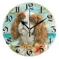 thumbnail image 1 of DEIARA Cavalier King Charles Spaniel Dog Burgundy Butterfly Wall Clock 10in Silent Mechanism Battery Operated Retro Style for Living Room Bedroom and Kitchen Black Pointer, 1 of 10