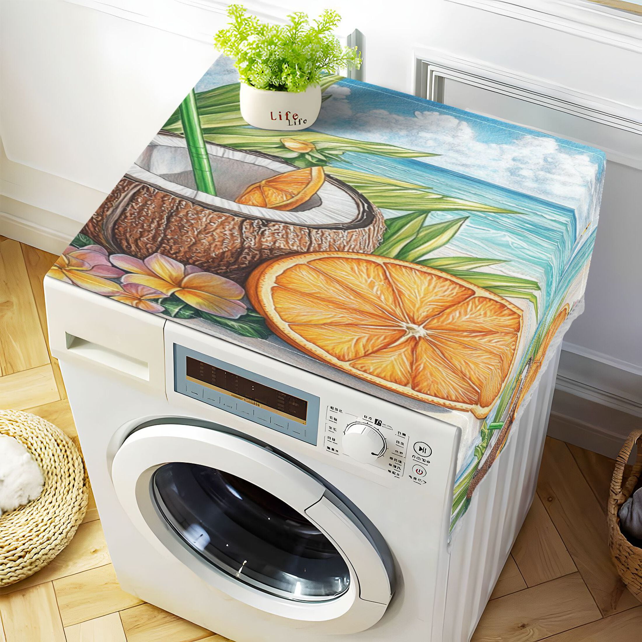 DEIARA Coconut Orange Slice Washing Machine Cloth Dryer Refrigerator Top Cover Protective Non-Slip Mat For Kitchen Laundry