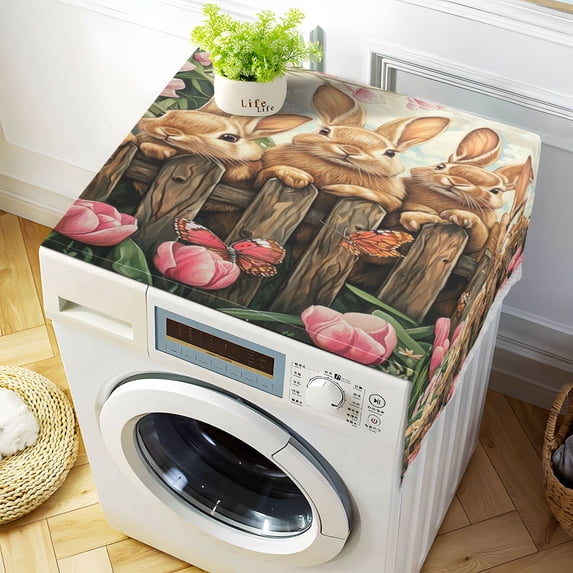 DEIARA Cute Brown Bunny Washing Machine Cloth Dryer Refrigerator Top Cover Protective Non-Slip Mat For Kitchen Laundry